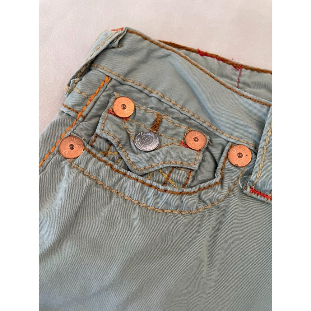 Y2K True Religion Joey Short Big Row 27" Waist USA Made Jeans - Picture 5 of 8